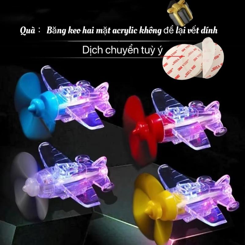 Trang Trí Xe Máy Máy Bay Nhỏ Năng Lượng Gió Đèn LED Xanh