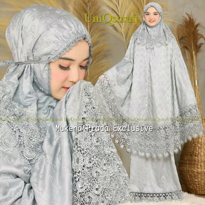 Mukena Sutra Renda Full Warna Cantik - Berkah, Cocok untuk Dipakai Sehari-hari dan Hadiah Orang Tersayang - Atasan, Bordir 2