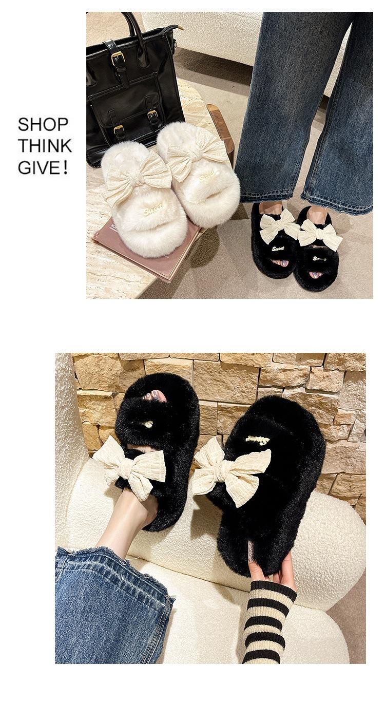 Product Introduction of Korean Style Fluffy Slippers Women's Outdoor Wear Winter Home Non-Slip Dormitory Cotton Slippers Thick Bottom Increased by Insulated Cotton-Padded Shoes Footwear Flipflop 8