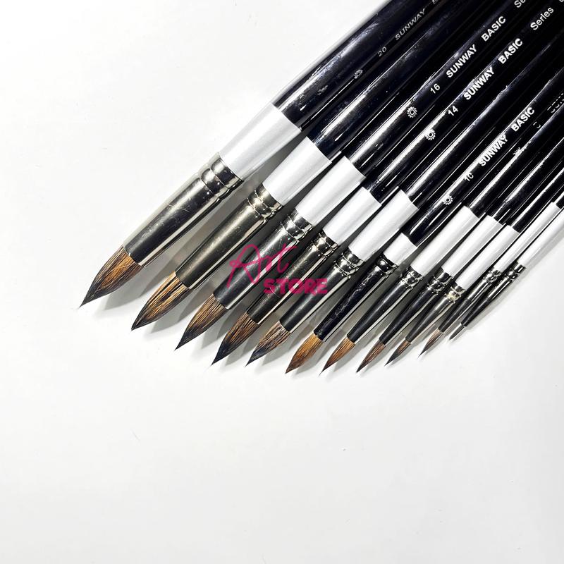   Art Store  Full Size Cọ Vẽ Màu Nước Lông Sóc Đầu Nhọn Sunway Basic B207 cậy  màu 