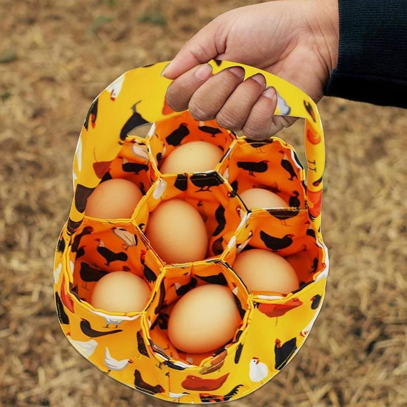 Chicken Pattern Canvas Storage Basket, 1 Count Egg Storage Basket with 7 Pockets, Fresh Egg Storage Basket, Home Organizer for Garden, Shelf Baskets 2