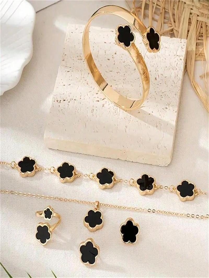 Product Introduction of Flower Design Jewelry Set, Fashion Jewelry for Party, Daily Clothing Decor, Trendy All-match & Exquisite Jewelry for Birthday Gift 3