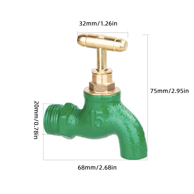 1pc 20mm/0.78in cast iron copper core faucet, old-fashioned quick opening with lock key iron faucet, property faucet, construction site faucet