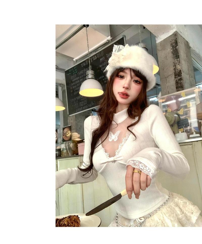 Product Introduction of Áo Thun Dài Tay Ngọt Ngào Tiệc Trà, Đồ Len Phù Hợp Bên Trong Ren, Áo Nữ Mùa Thu Và Mùa Đông, Cao Cổ, Thuốc Bắc Thuần Khiết, Sang Trọng Và Đẹp Mắt, Hàng Đầu 4