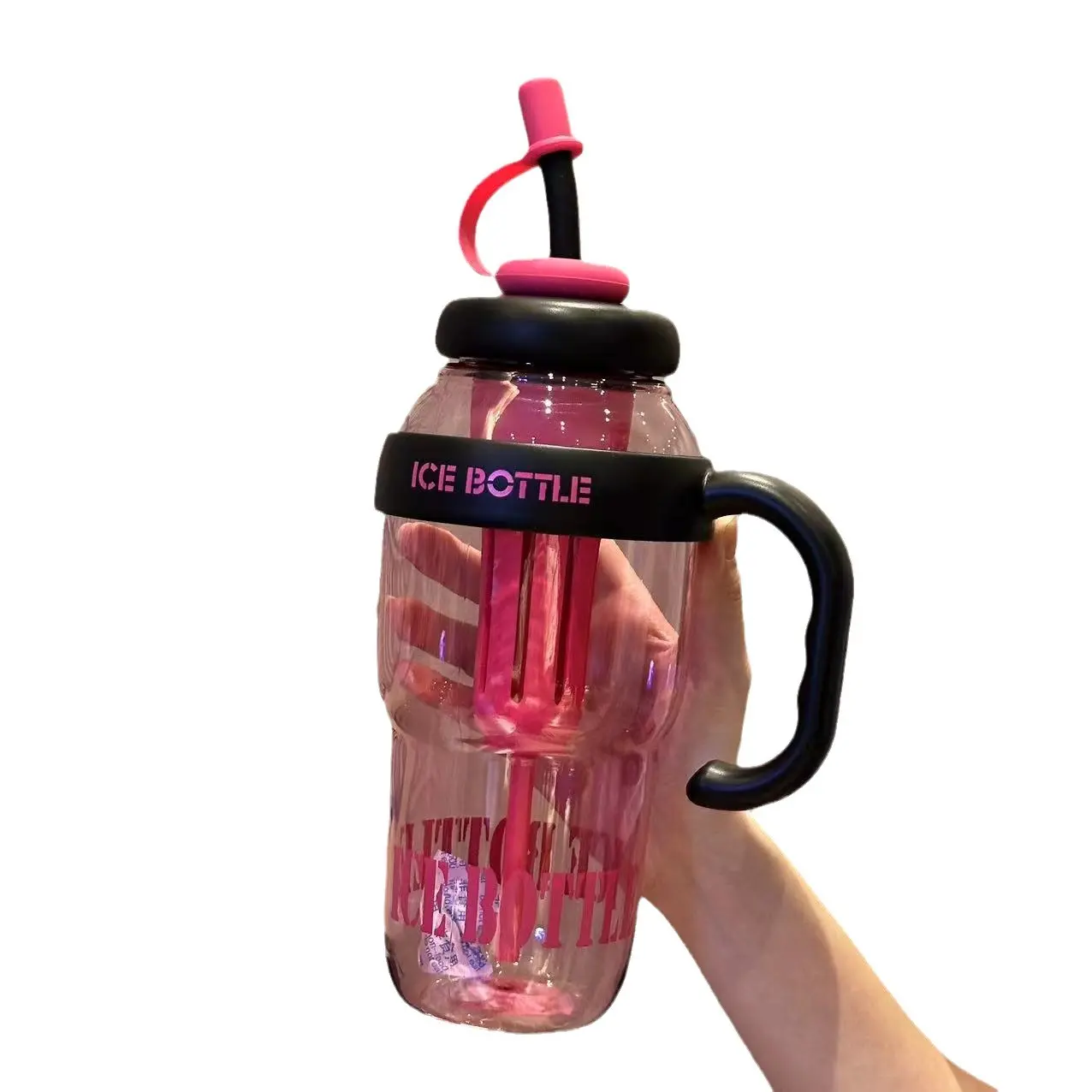 New Big Mac Summer Handle Plastic Cup Cute Large Capacity Large Ice Cup High Temperature Resistant Cup with Straw Gift Cup