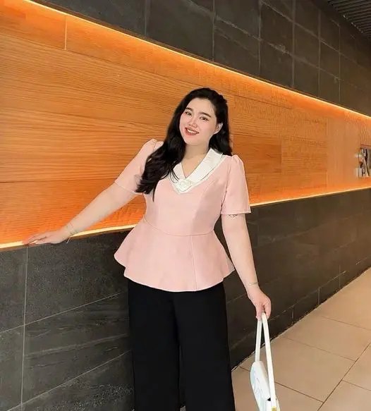 Béo Design bigsize Nữ - Áo rino cổ phối Nữ bigsize 50kg đến 100kg