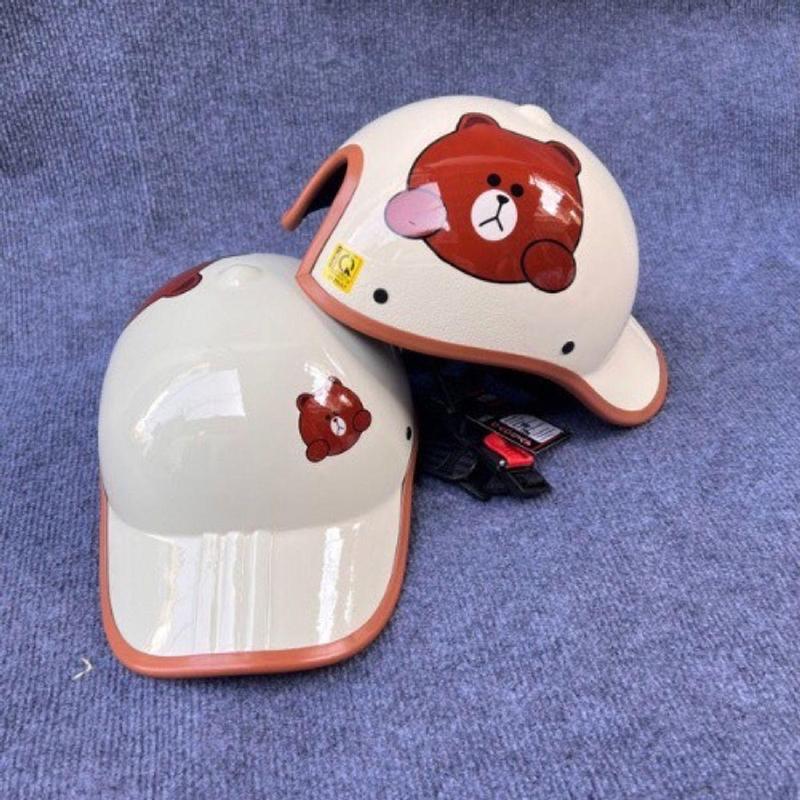   XẢ    Freeship  Mũ Bảo Hiểm luoi Trai Có Khoét In Hình Gấu Cute 