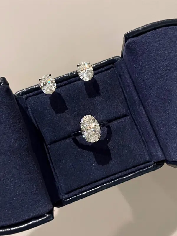 S925 Sterling Silver Elegant Oval Shaped Zircon Earrings, Fashionable Jewelry for Women & Girls, Trendy All-match & Exquisite Jewelry for Birthday Gift 4