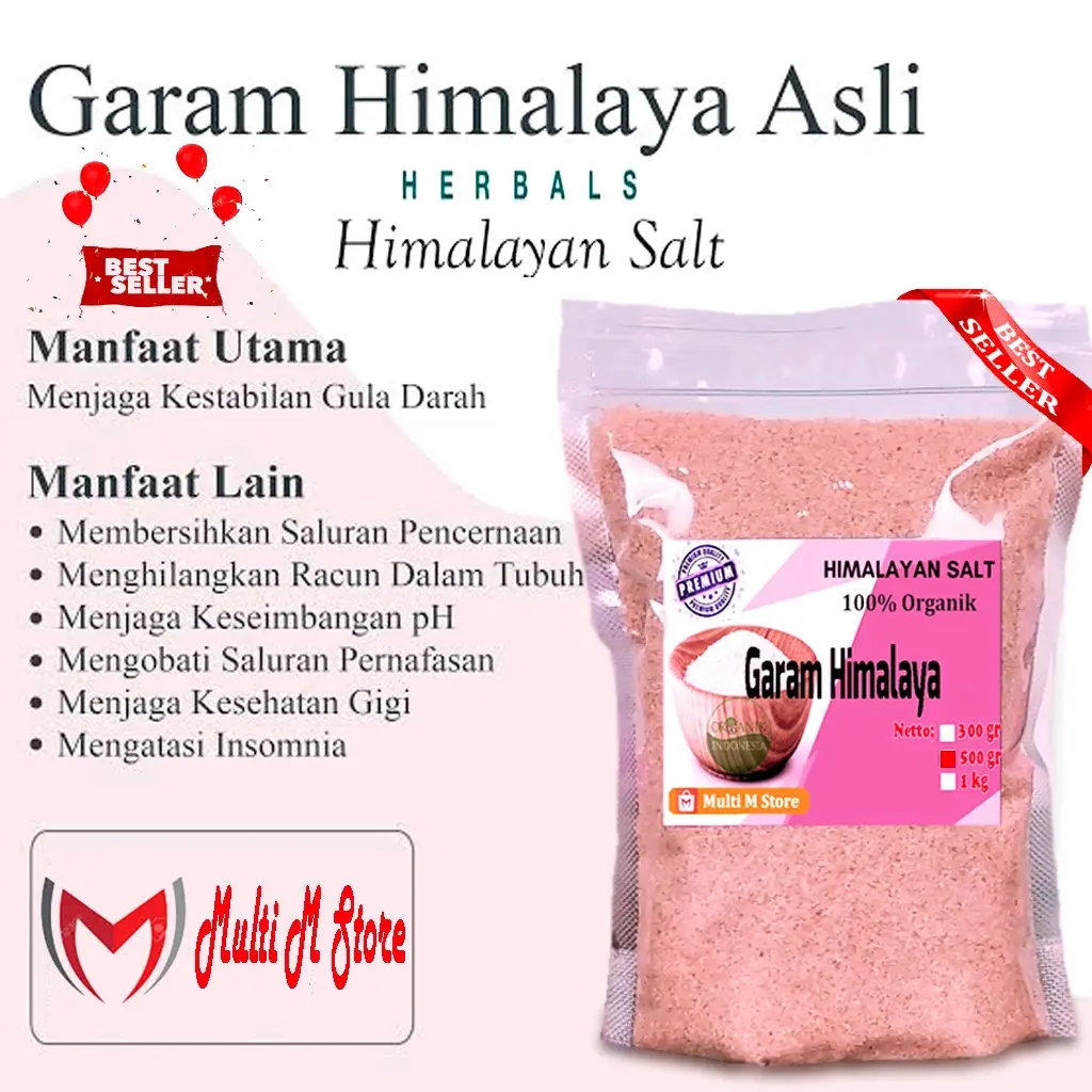 500 Gram Garam Himalaya Kualitas Pilihan| Produk Original | Himalayan Pink Salt Fine