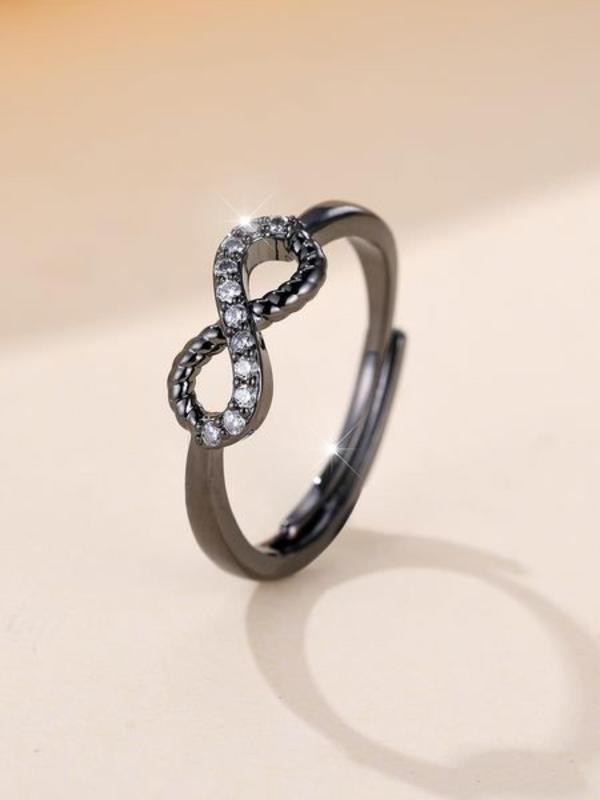 Summer 2024 Fashion Hollow Out Design Rhinestone Inlaid Ring, Infinity Ring, Simple Jewelry for Party, Club, Casual Trendy Accessories for Women & Girl, Birthday Gifts 2