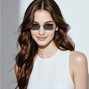 Fashion Small Frame Square Slice Frameless Sunglasses Decorative Glasses for Men and Women