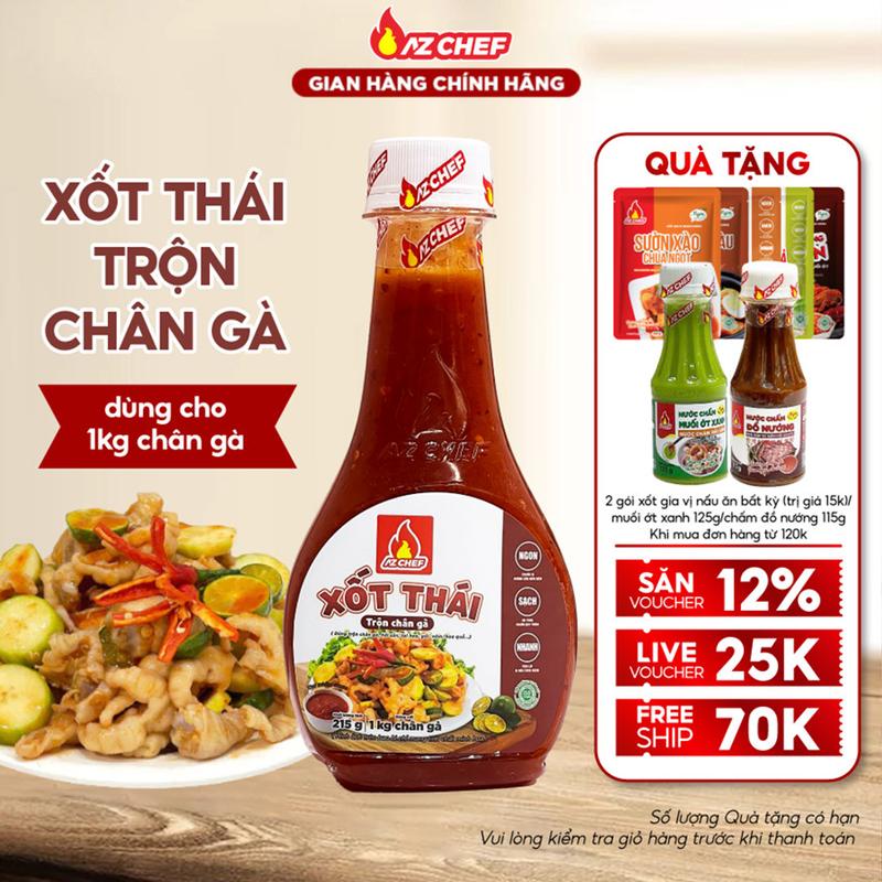 Sốt Thái Trộn Chân Gà AZ CHEF Cay Tê Nước Sốt Sốt Gia Vị Chua Cay Chuẩn Vị Xốt Thái 215g- Trộn Chân Gà, Tai Heo, Salad,..