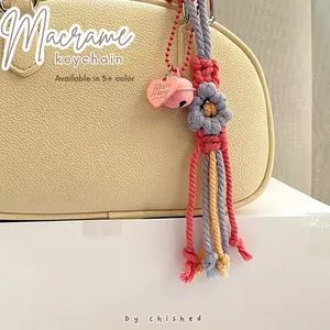 Gantungan Tas Tali Ikat Rumbai Bunga Lonceng/ Keychain Macrame/ Bag Charm Tali Manik MACFLOWER