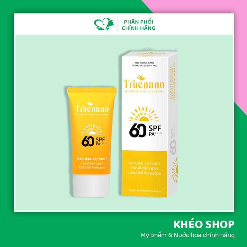 Kem Chống Nắng Nâng Tone Truenano Bio White Sunblock Cream SPF60 PA++++ - 50ml