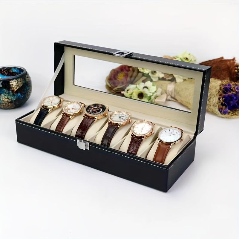Product Introduction of Watch Bracelet Display Box, 1 Count 6 Grids PU Leather Jewelry Storage Box with Lock, Home Organizer for Living Room Bedroom 15