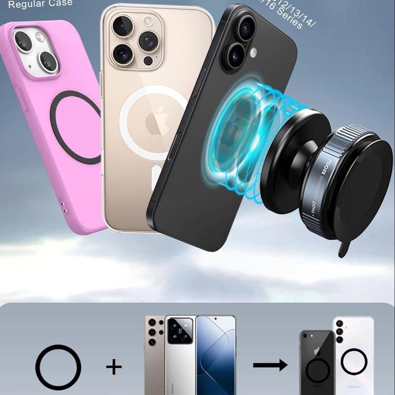 Vacuum Magnetic Suction Phone Mount, Magnetic Car Phone Holder, Car Accessories for iPhone 16 15 14 13, Ideal for Gym/Mirror/Shower/Smooth Surface, Car Essentials 4