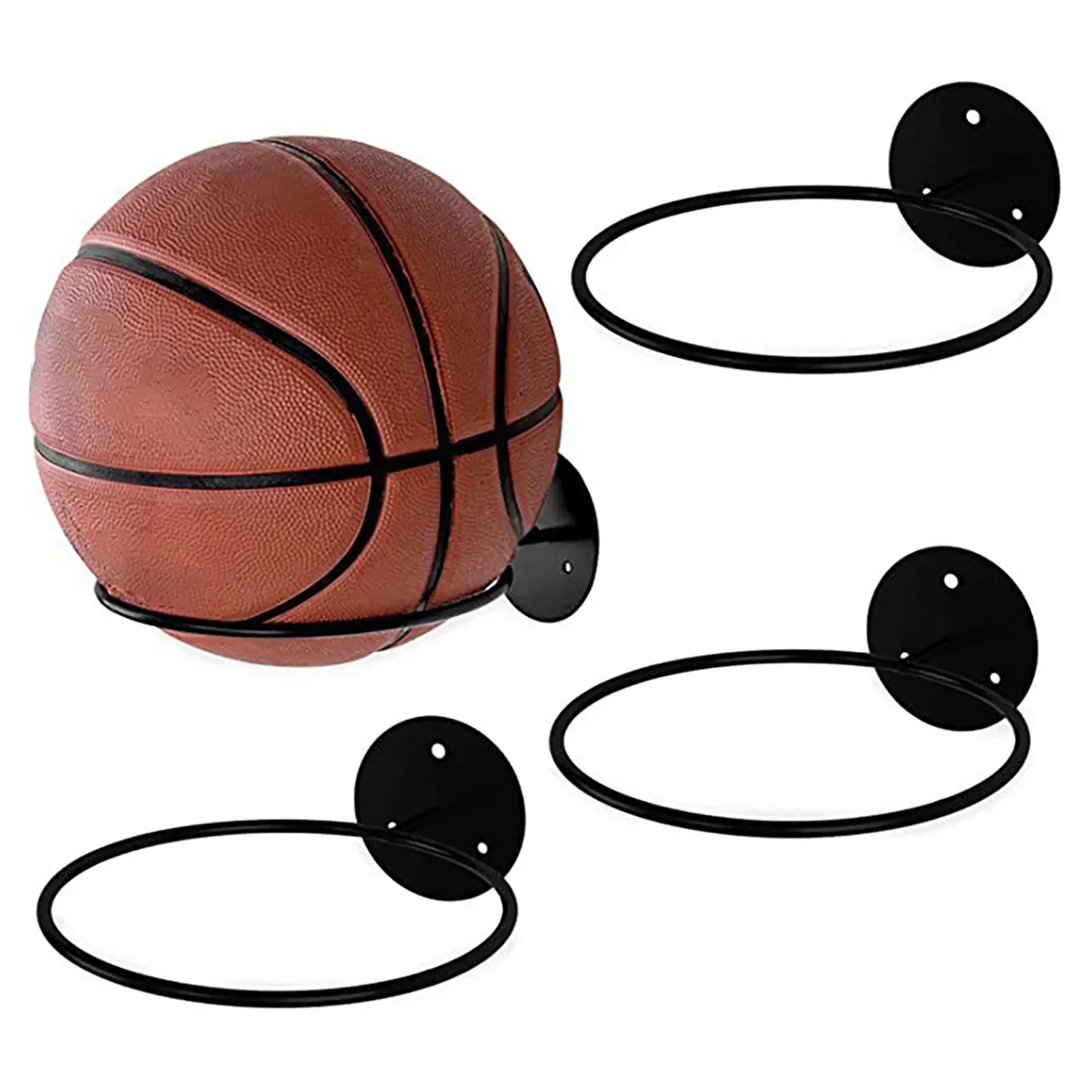Swazsdk Wall Mount Basketball Holder Iron Ball Display Storage Rack Sports Accessories Organizer for Basketball Soccer Ball Volleyball Football Rugby