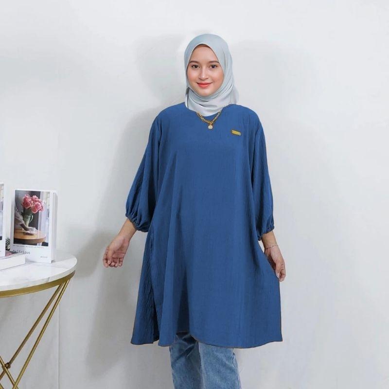 Atasan Tunik Polos Crinkle Airflow Tangan 3/4 / TUNIK POLOS cringkle airflow premium wanita muslim 1