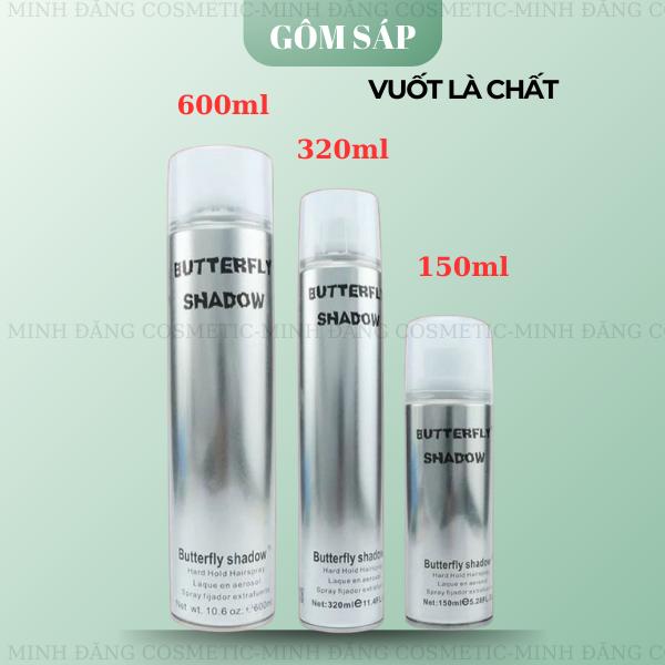 Gôm Xịt Tóc Butterfly Shadow 150ml 320ml 600ml, Giữ Nếp Tạo Kiểu Nam Nữ 0