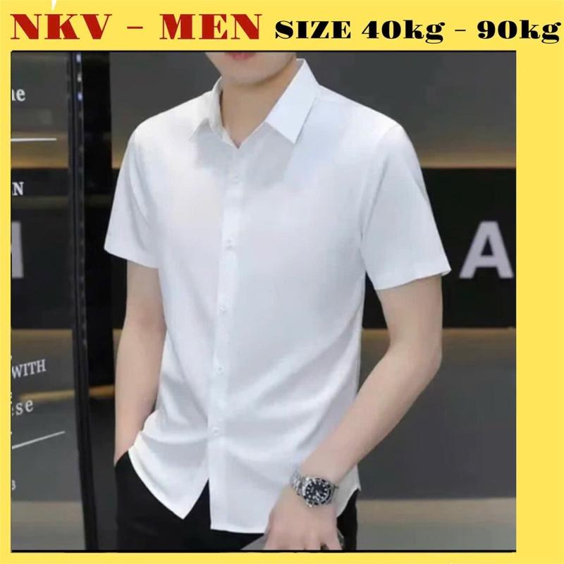 Áo sơ mi nam màu tay ngắn form slimfit, chất vải lụa thái chống nhăn , co giãn nhẹ Menswear