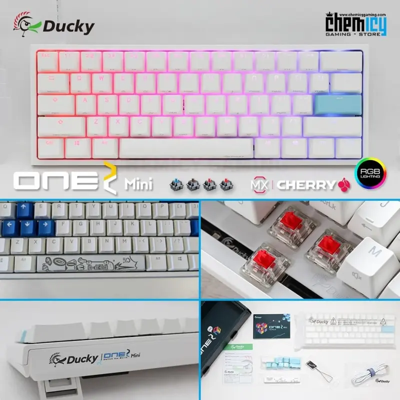 Ducky One 2 Mini RGB LED 60% Pure White Mechanical Gaming Keyboard 0