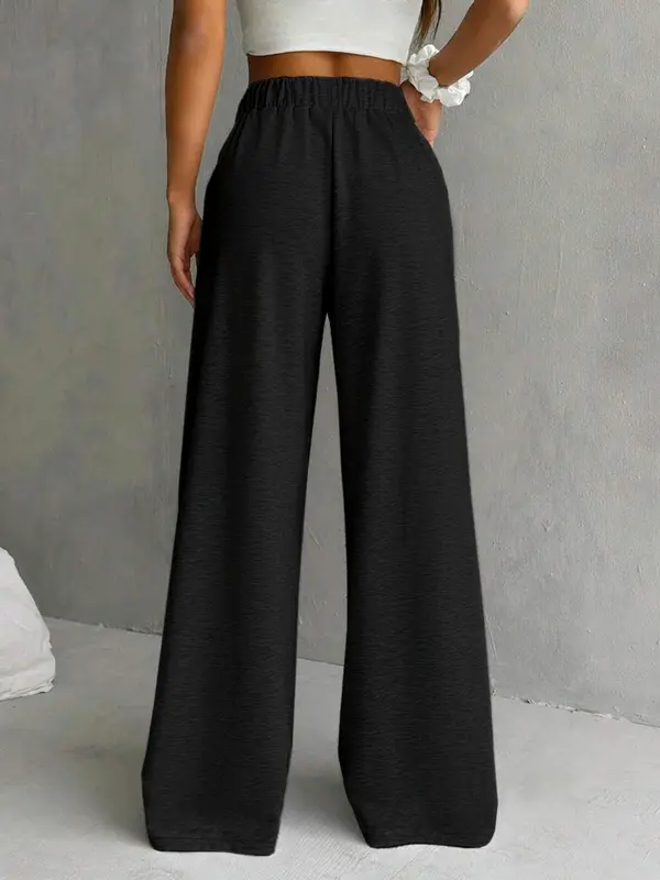 Comfortable Elastic Waist Pocket Wide Leg Sports Pants, Casual Loose Oversized Wide Waist Sweatpants, Perfect for All Seasons Wear Soft and Skin-friendly, Pants for Women, Jogging Pants 4