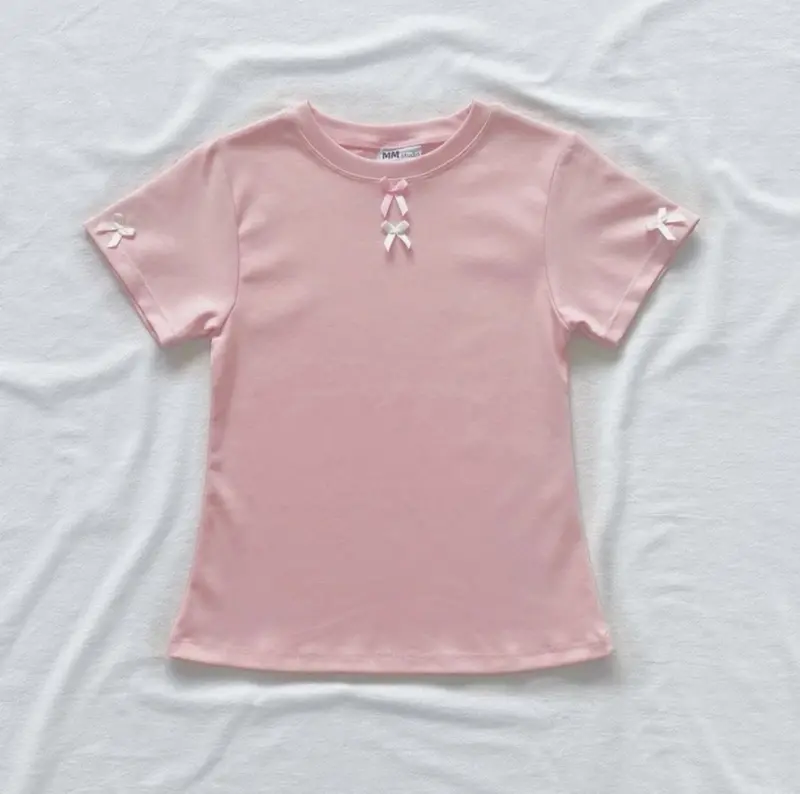 Áo Baby Tee - Đính nơ Ôm body - Chất Thun gân co giãn 7