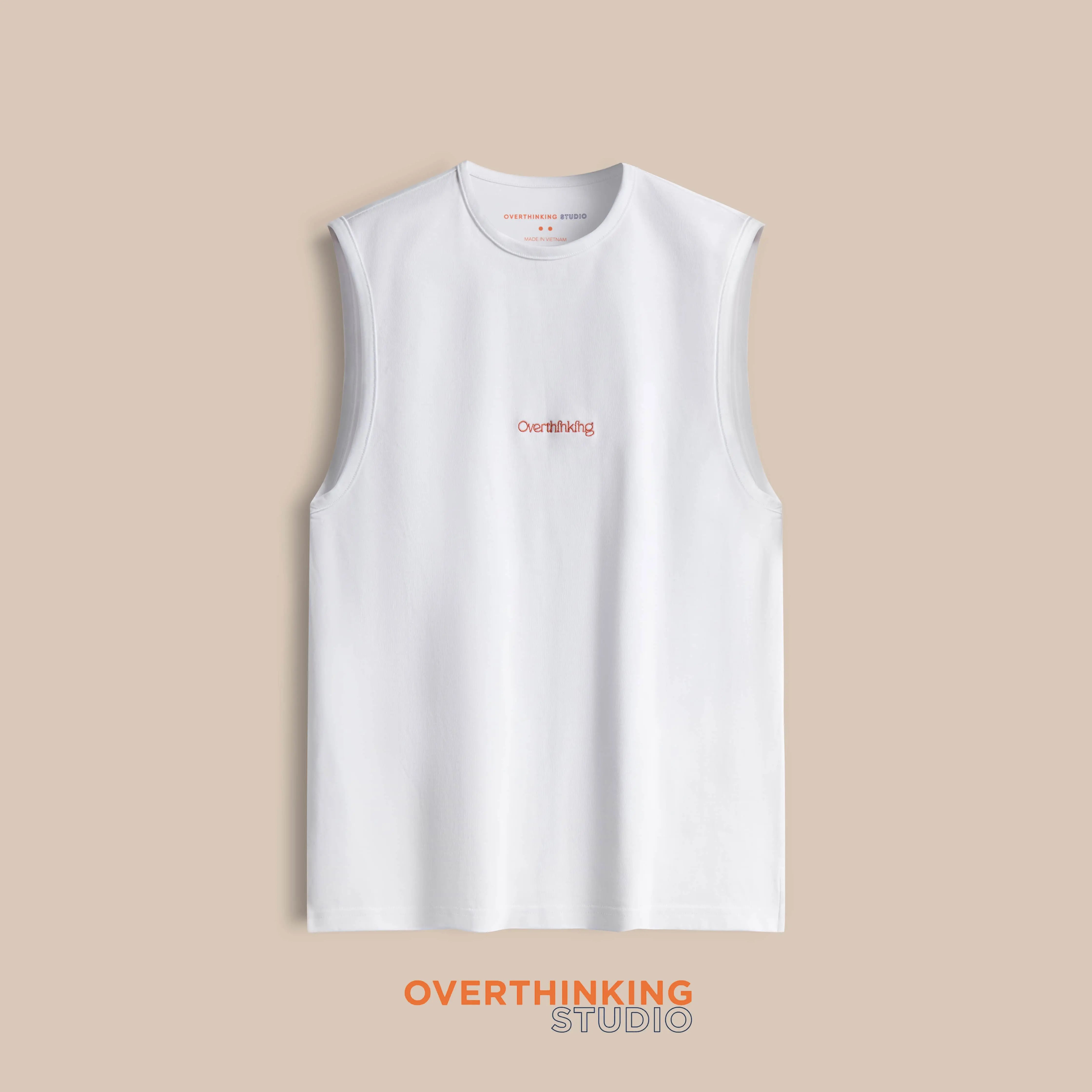 Áo Thun O.T Tanktop Màu Trắng Essential Kiểu Dáng Thể Thao Năng Động