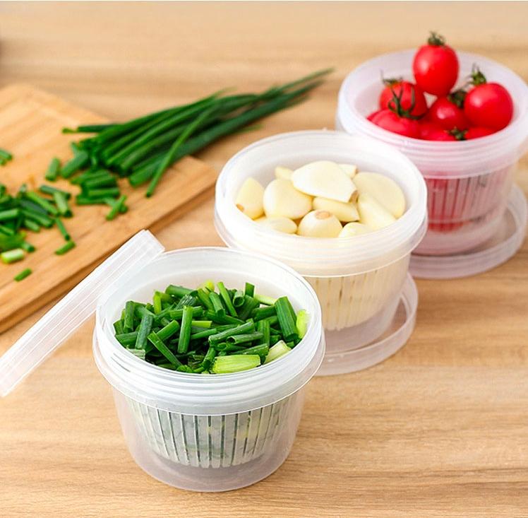 Combo 4 Hộp nhựa đựng thực phẩm rau củ ráo nước R02
