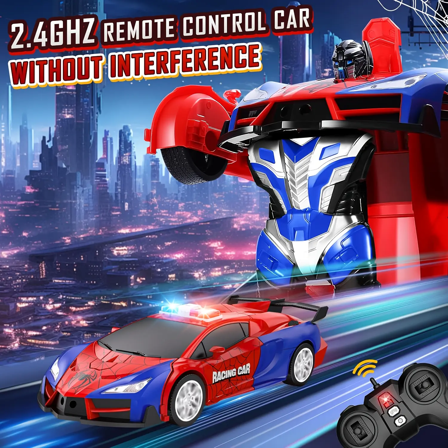 Remote Control Car with Transformable Robot, Rechargeable Battery, 2 ...