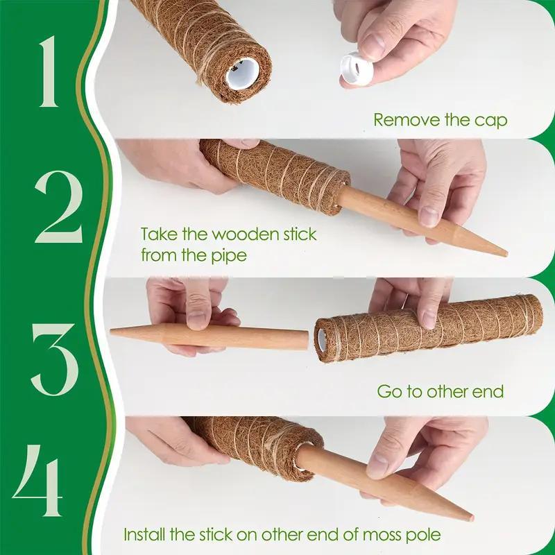 Coconut Shell Moss Rods, Plant Support Extension for Climbing Indoor Creeper, Garden Supplies for Home Garden, Home Supplies 8