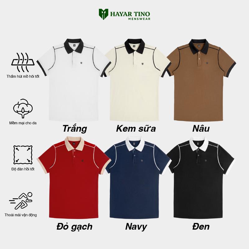 Áo polo nam HAYAR LayerSmart phối dọc tay logo sang trọng HYR.PLI.LS01 - Chất vải cá sấu co giãn tốt, 6 tone màu lengan