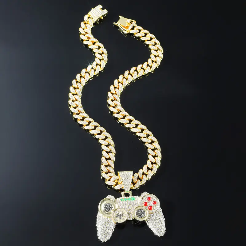 1 piece of men's hip-hop alloy full game console pendant, Cuban chain necklace, nightclub personalized trampoline decoration accessory seaglass  jewelry floral  bracelet spiral  bridge  jewellery amber berkeley  weaver crystal  healing bead large small og 3