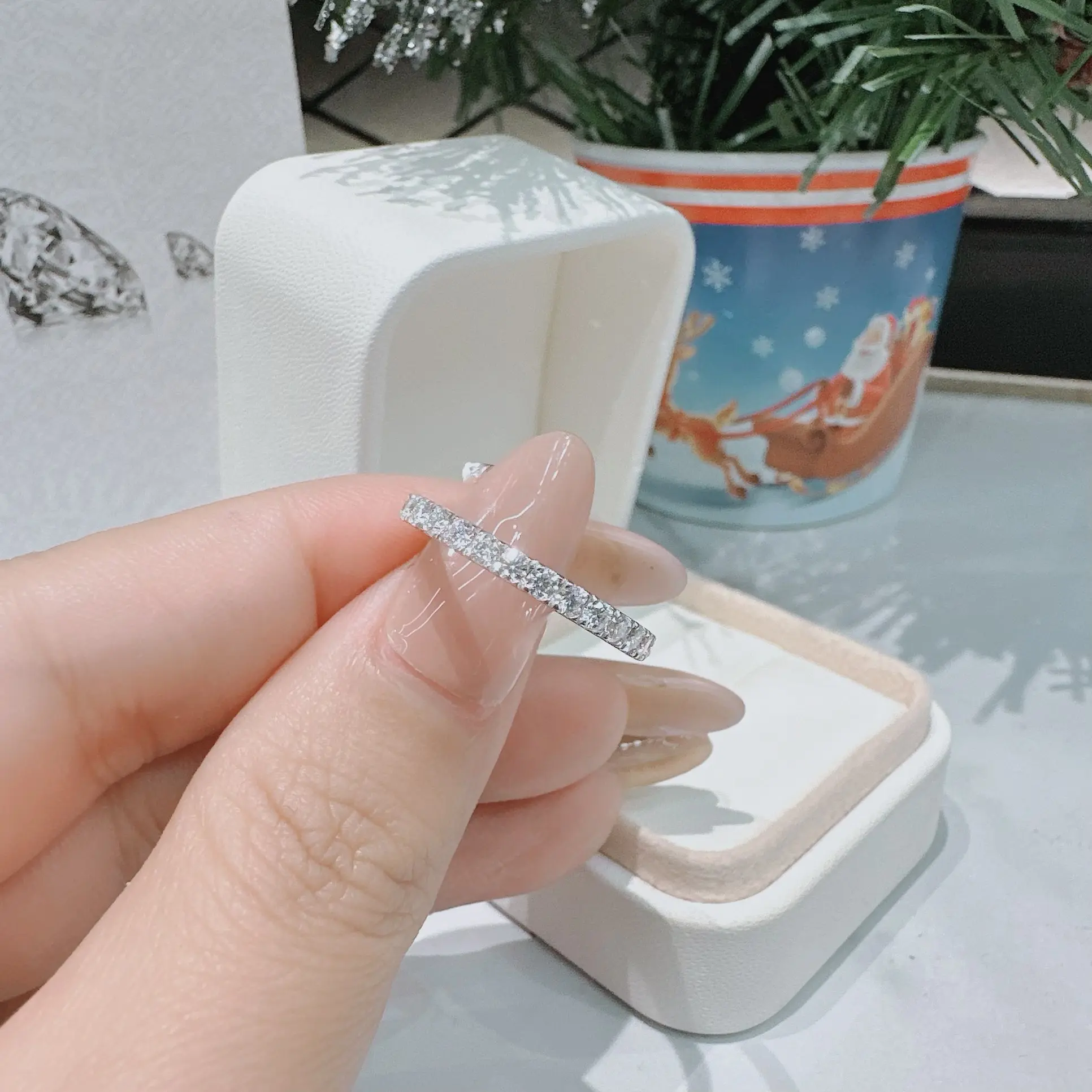 Nhẫn bạc nữ full Moissanite xi vàng trắng 18k- Mã N60