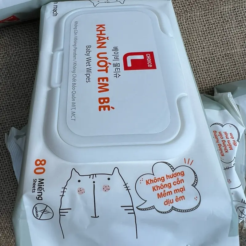 Combo 5 gói khăn ướt baby L choice 80 miếng.hương thơm yến mạch dịu nhẹ,an toàn cho bé 1