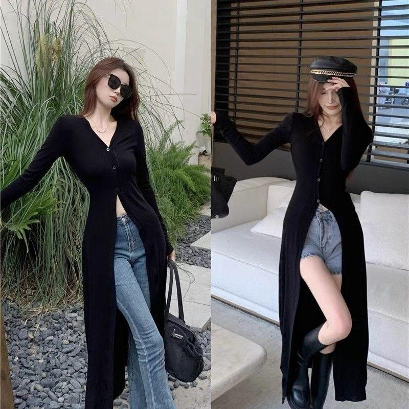 Áo Cardigan Dệt Kim Phong Cách Ngầu Go-Getter Phong Cách Cô Gái Áo Cardigan Dài Lụa Lạnh Xu Hướng Dễ Phối Đồ Cho Nữ Ngầu Ngọt Ngào Tuyệt Đẹp Áo Mỏng Thời Trang 0