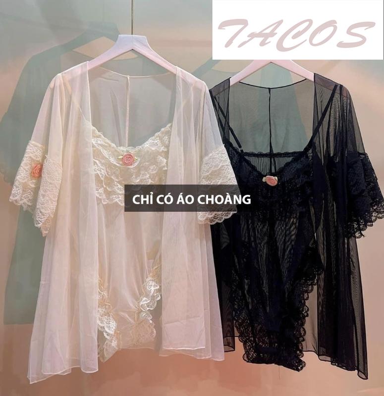 HT255 Áo choàng ngủ sexy tay lỡ kèm dây đai ren xuyên thấu mềm mại gợi cảm HT255