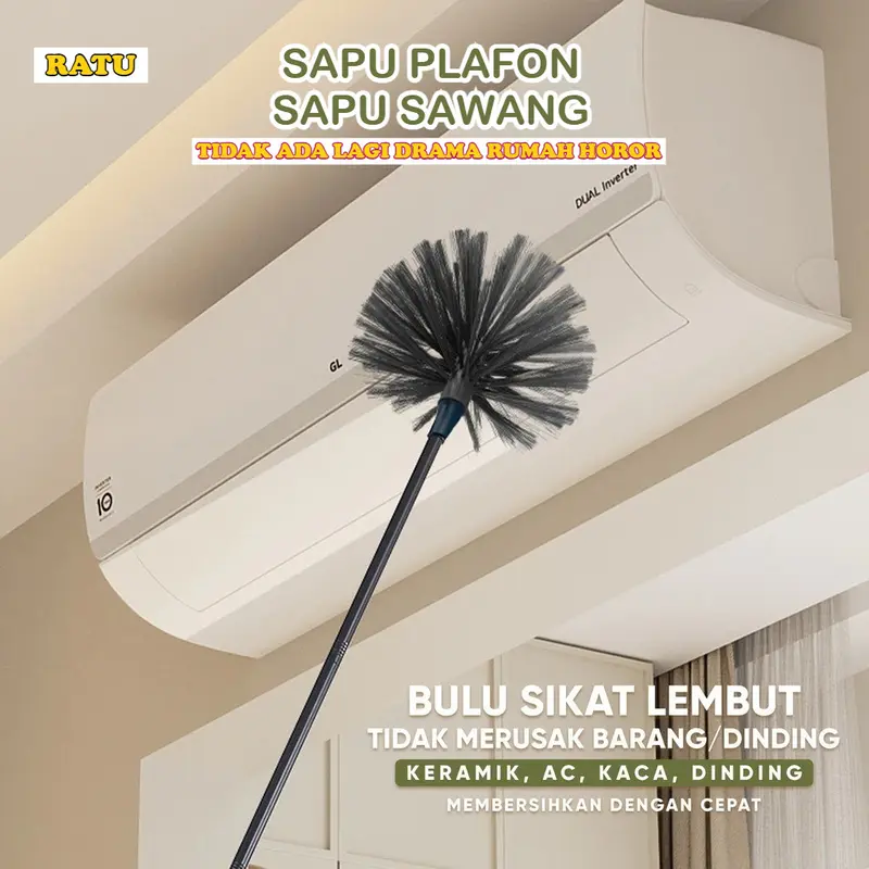 Sikat Sapu Pembersih Langit Plafon Rumah tembok Kemoceng Plafon Sawang Sarang Laba-Laba Debu Panjang Adjustable GK 0