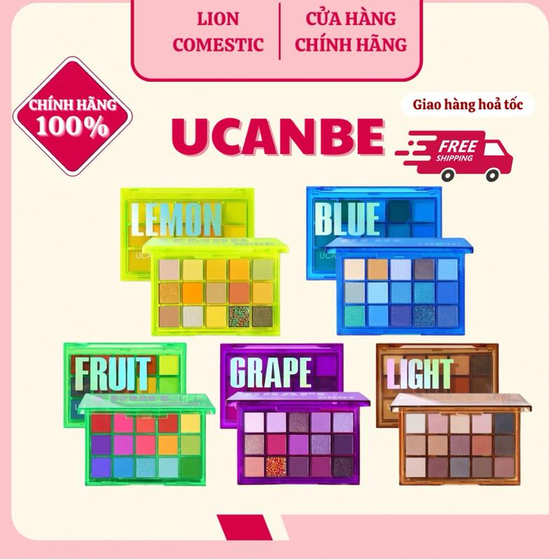    UCANBE  Bảng Phấn Mắt UCANBE 16 Ô Tông Nude Đào Dễ Dùng Lì Nhũ Lên Màu Chuẩn Không Rơi Bột 