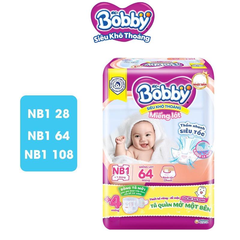 Bobby Miếng lót sơ sinh Newborn 1 - NB1 (108 miếng/64 miếng/28 miếng) Siêu khô thoáng cho bé
