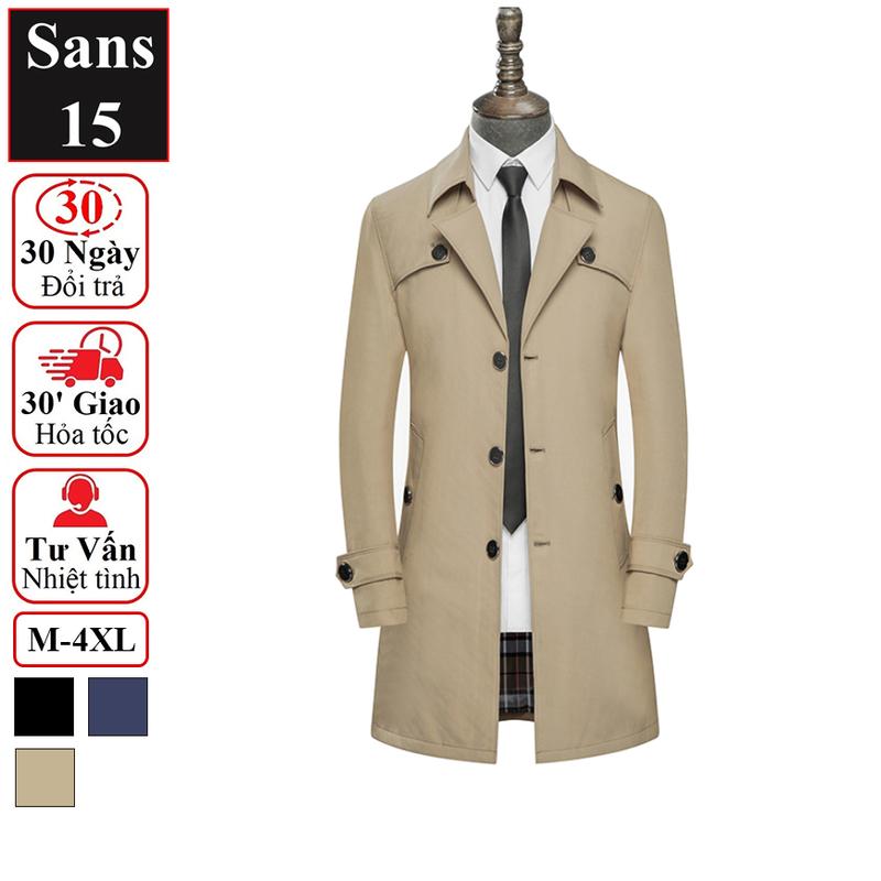 Áo khoác blazer nam kaki Sans15 măng tô hàn quốc mangto dáng vừa big size to cỡ lớn 2xl 3xl 4xl xxl xxxl 80kg 90kg