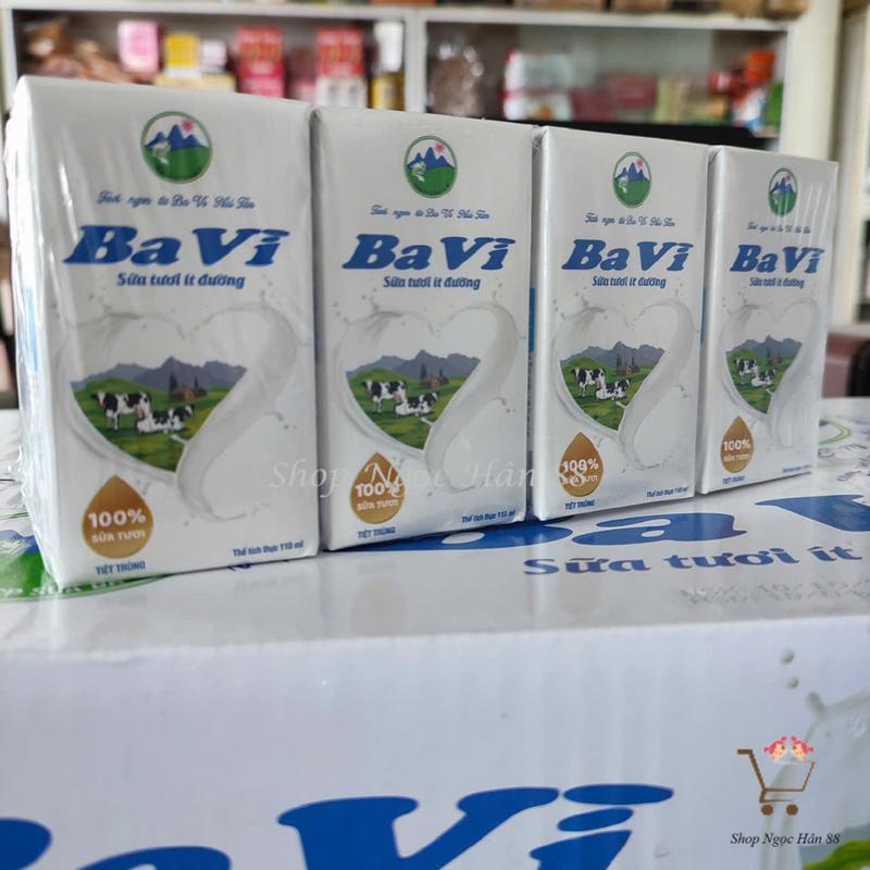 Thùng 48 hộp Sữa tươi tiệt trùng Ba Vì Có đường/ít đường 110ml/hộp 1