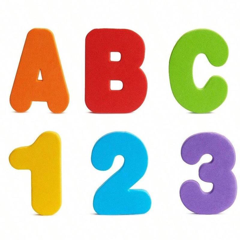 Random Color Alphabet & Number Shaped Bath Foam Toy, Educational Cognitive Teaching Supplies, Montessori Toys, Learning Toys 3