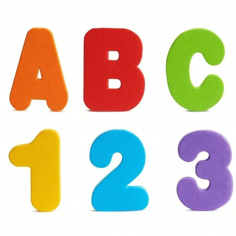 Random Color Alphabet & Number Shaped Bath Foam Toy, Educational Cognitive Teaching Supplies, Montessori Toys, Learning Toys 3