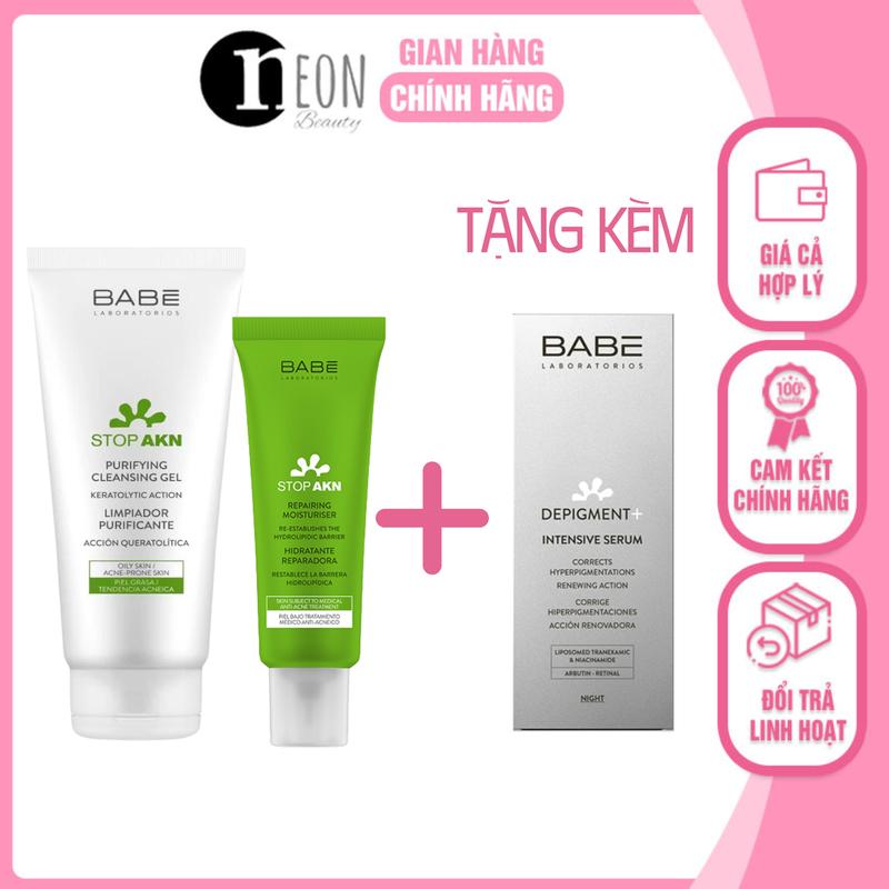 [HÀNG CTY] COMBO Sữa rửa mặt & Kem dưỡng phục hồi Babe TẶNG Serum dưỡng sáng DEPIGMENT INTENSIVE SERUM - NEON BEAUTY