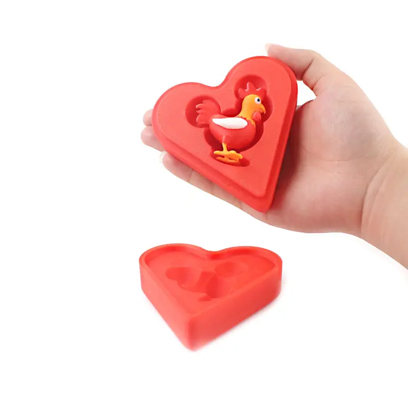 3D Printed Rooster & Heart Shaped Mold Toy, 1 Box Chicken Shaped Mold Toy, Novelty Animal Model Ornament, Small Gift Toy 5