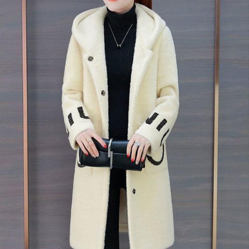 Áo Hoodie Dài Tay Phong Cách Hàn Quốc, Cho Mùa Thu / Đông Của Mẹ, Áo Khoác Lông Cừu Giả, Cỡ Trung Bình Đến Dài, Áo Cardigan In Hình Thời Trang, Áo Khoác Lớn 4