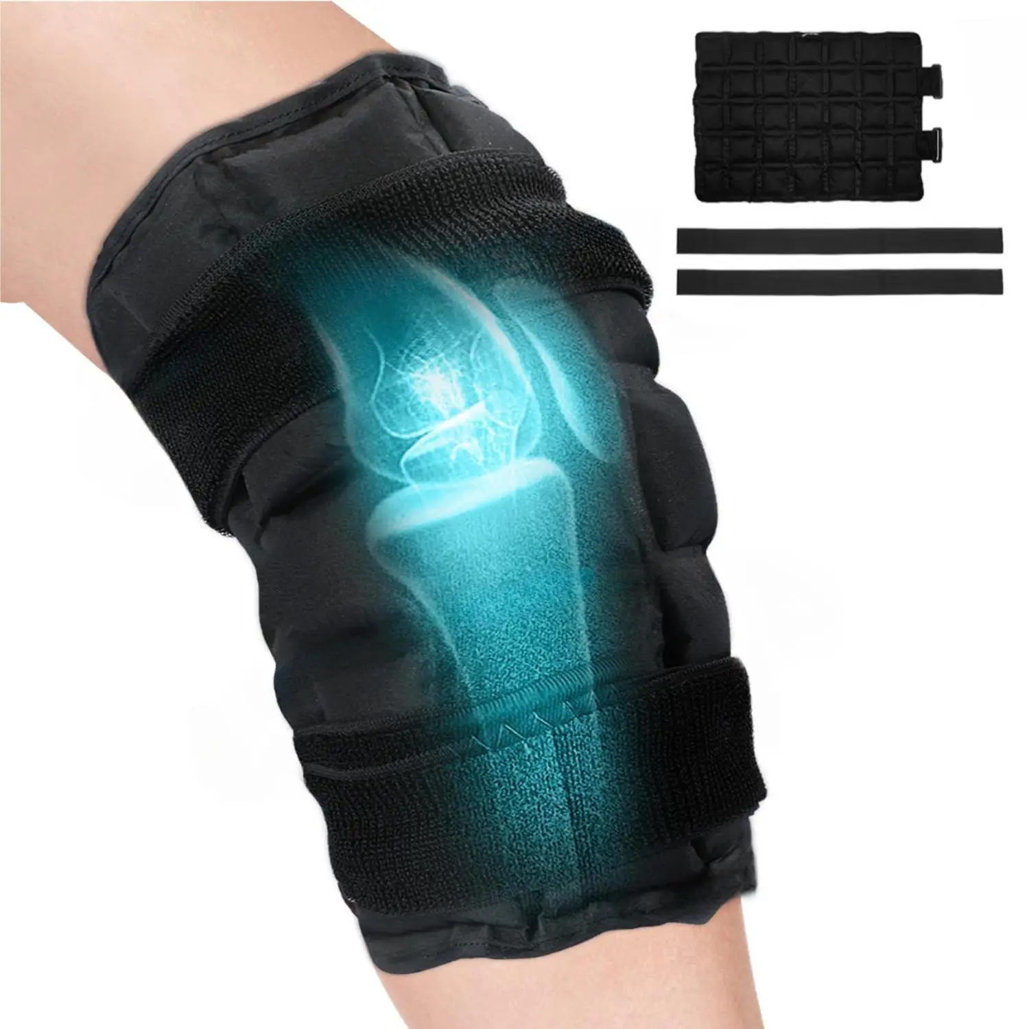 Reusable Knee Ice Pack Wrap, Cold & Hot Compress Knee Support for Women, Men, Athletes, Knee Cold Packs for Running Jogging Cycling