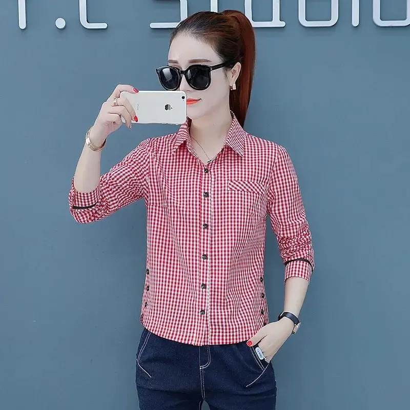 Áo Sơ Mi Sọc, Dáng Ôm, Dài Tay, Phong Cách Hàn Quốc Và Phương Tây, Dành Cho Nữ, Áo Sơ Mi Cơ Sở, Quần Áo Nữ, Hàng Mới Về Mùa Xuân Và Mùa Thu, 2024 3