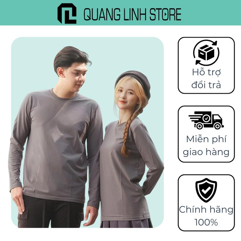 Áo Thun Basic Dài Tay QL Cổ Tròn Dành Cho Cả Nam Và Nữ - 95% Cotton + 5% Spandex Unisex Phong Cách Năng Động, Menswear, Thể Thao Áo Phông Quang Linh Store Đen